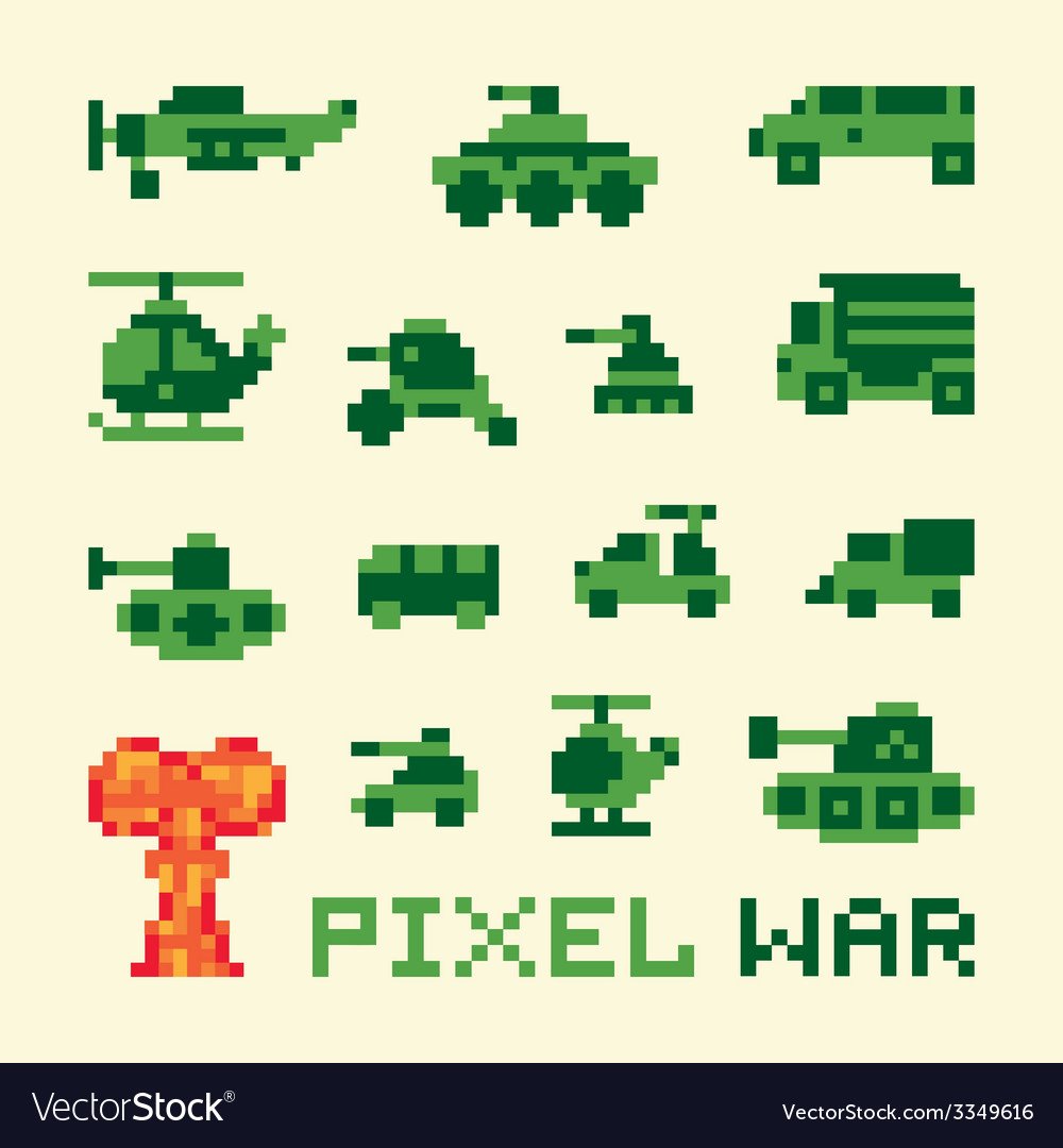Пиксельные военные машины