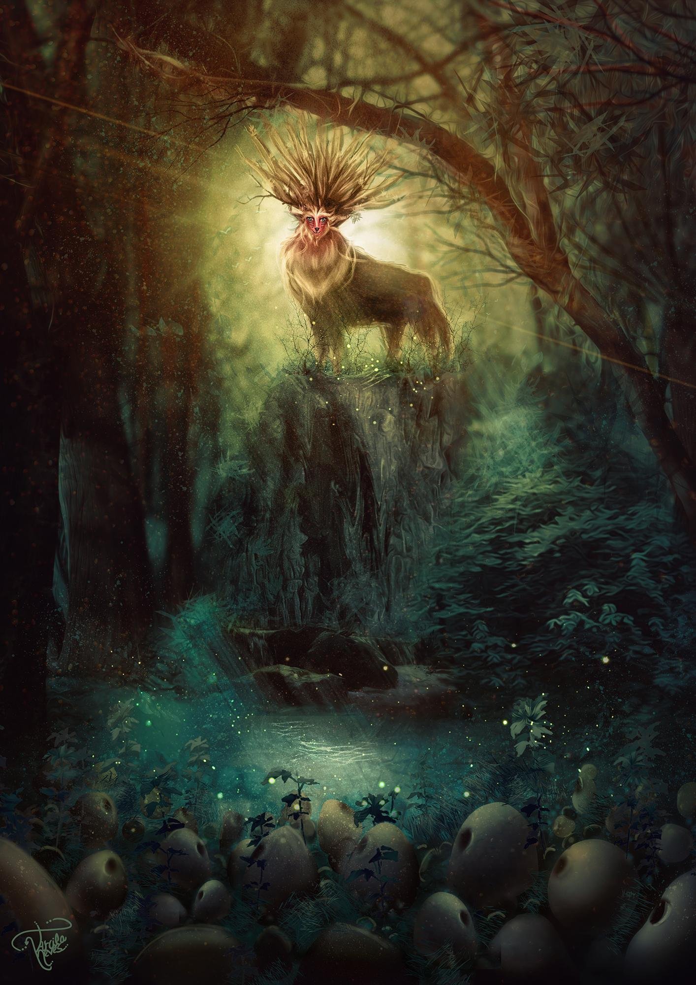 Духи гибли. Лесной дух принцесса Мононоке. Дух леса принцесса Мононоке арт.
