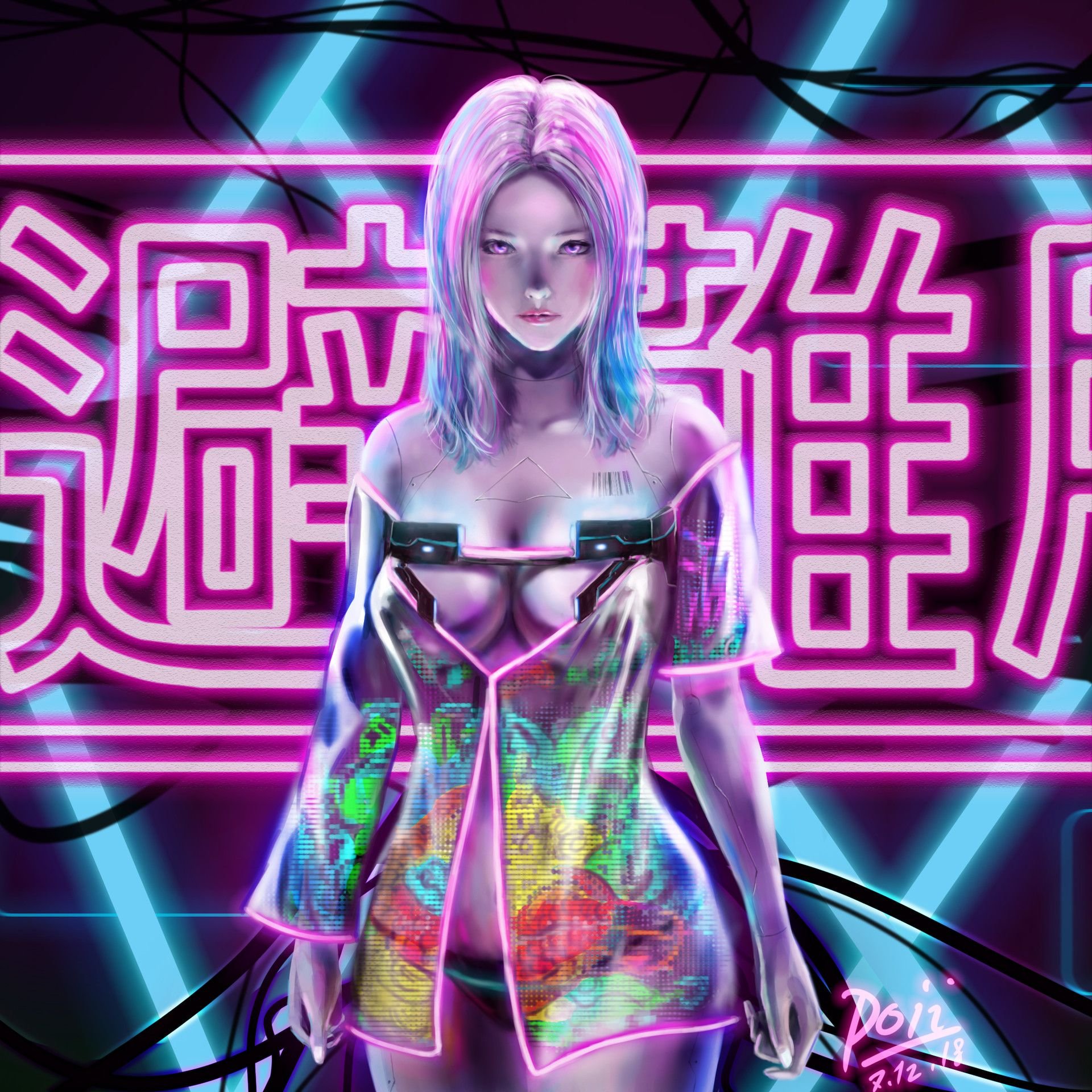 Cyberpunk girl art neon фото 36