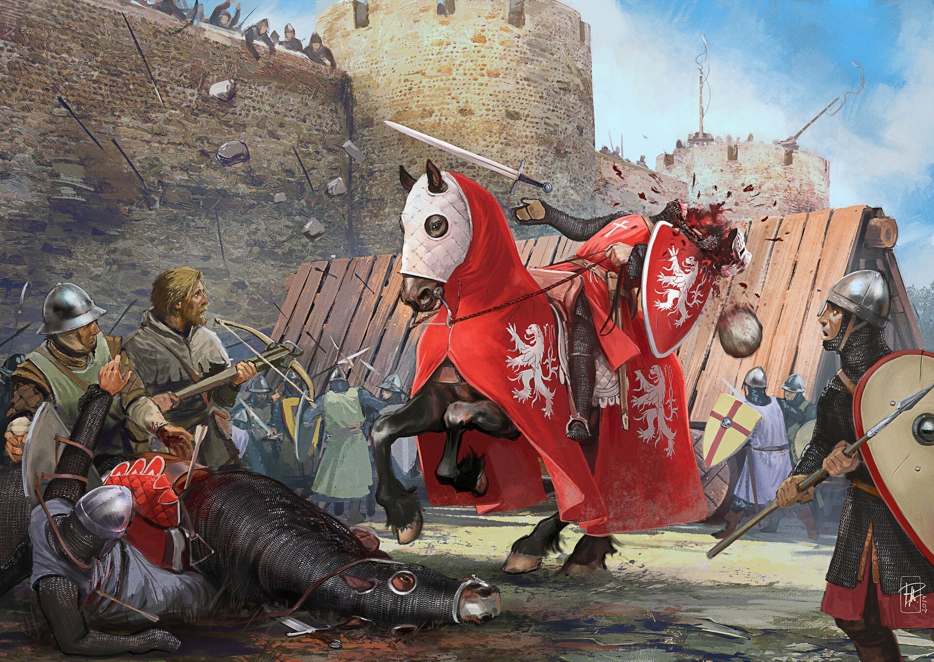 Нападение на замок. Альбигойский крестовый поход 1209. Симон де Монфор. Крестовый поход против альбигойцев. Симон де Монфор альбигойцы.