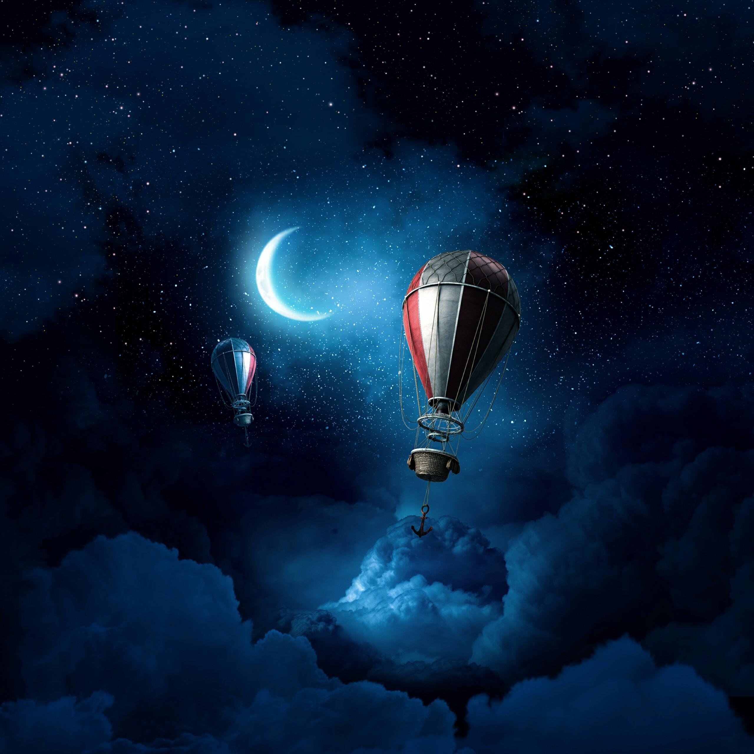 На луну на воздушном шаре. Воздушный шар в космосе. Воздушный шар арт. Воздушный шар ночью. На воздушном шаре ночь.