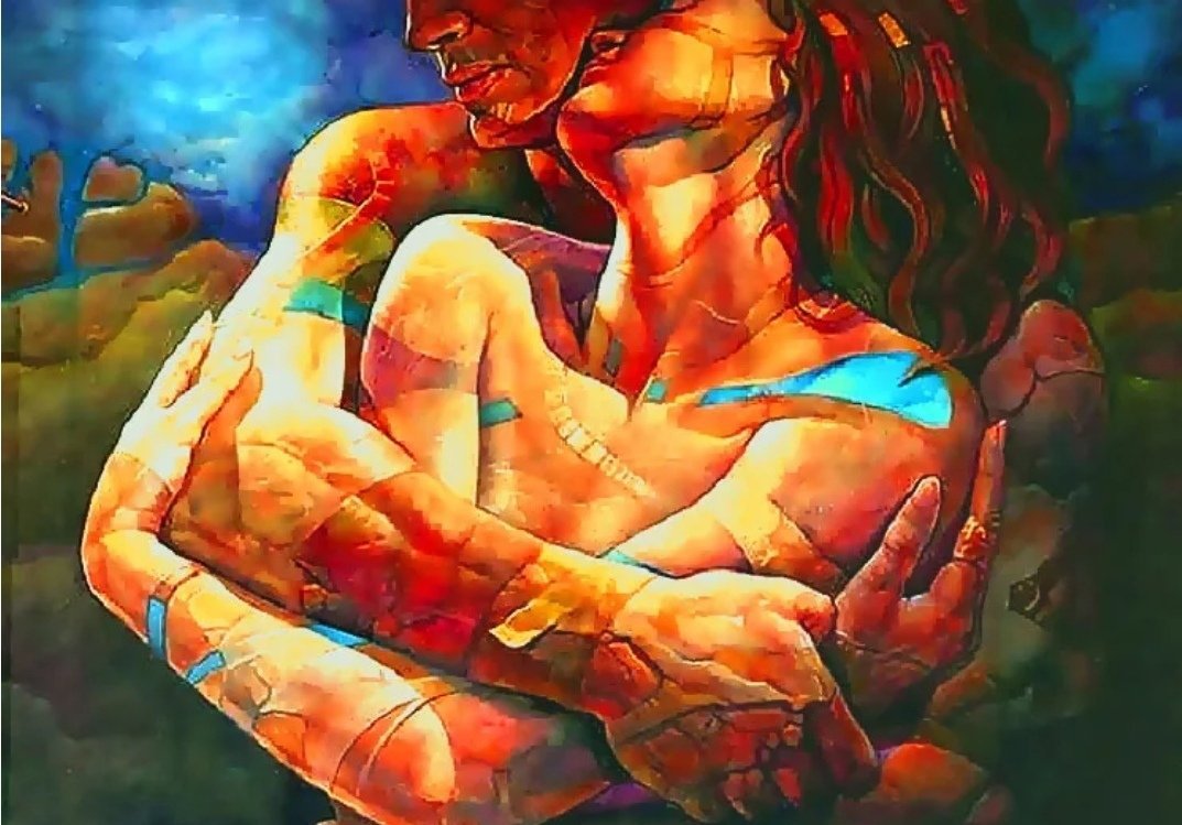 Кармическая страсть. Страсть живопись. Мужчина и женщина абстракция. Картина мужчина и женщина. Объятия живопись.