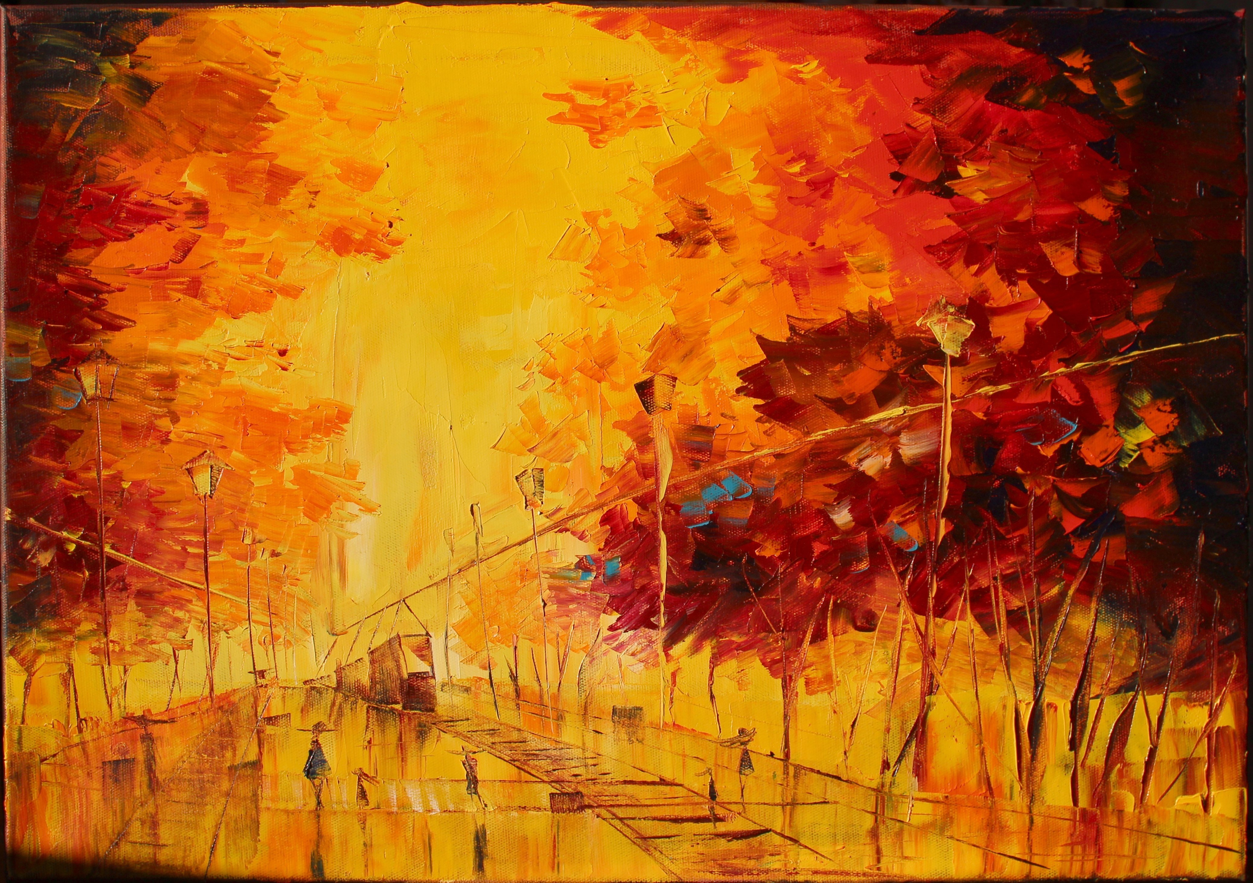 Теплые цвет рисунок. Художник Graham Gercken. Осенние картины. Осень абстракция. Картина осень.