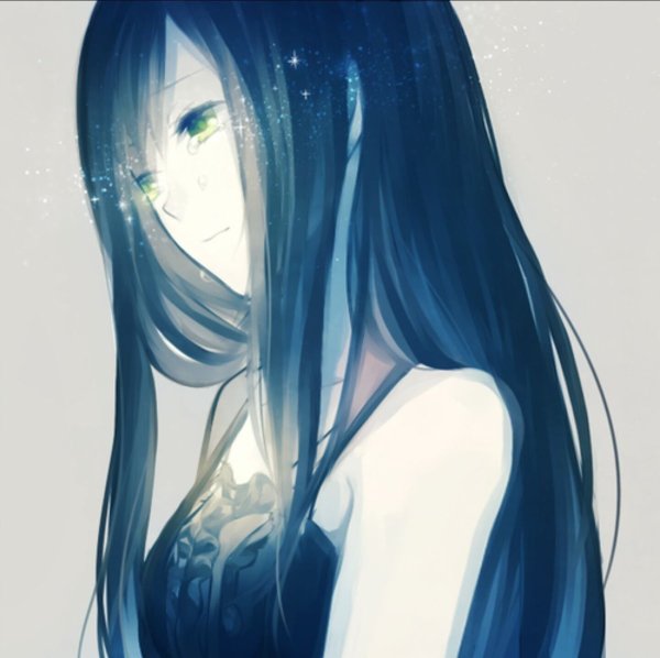 Девушка с синими волосами аниме арт (65 фото)