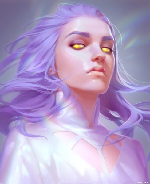 Девушка с фиолетовыми волосами и фиолетовыми глазами арт (66 фото)
