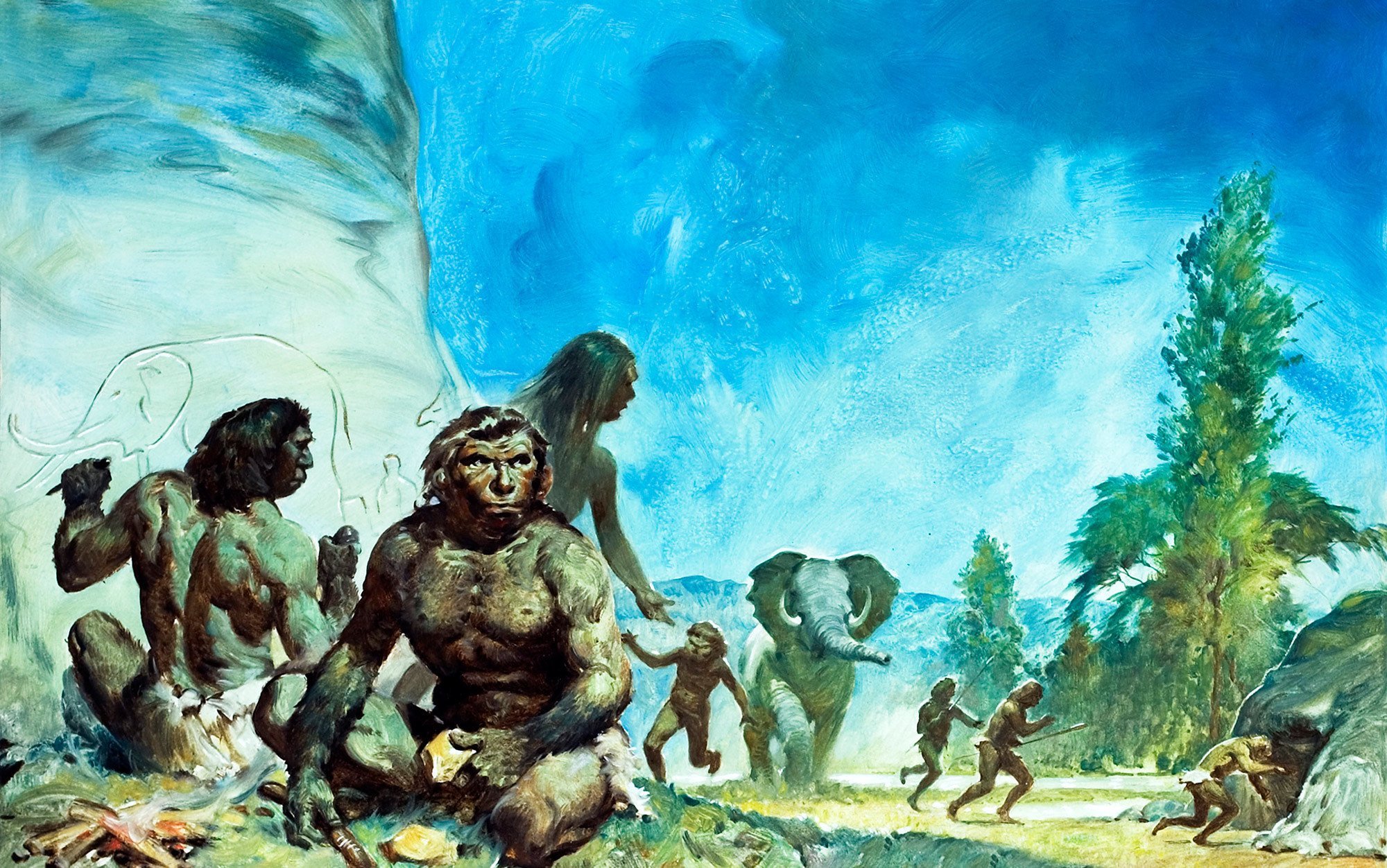 Первобытный 3 д. Зденек Буриан неандерталец. Древние люди. Древний человек. Первобытные люди.
