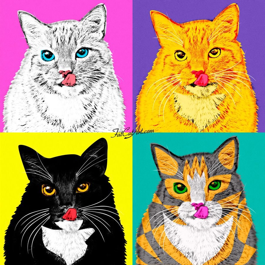 Цветные картинки кошек. Поп арт Энди Уорхол кошки. Энди Уорхол картины коты. Картина кот Энди Уорхола. Энди Уорхолл рисунки кошек.