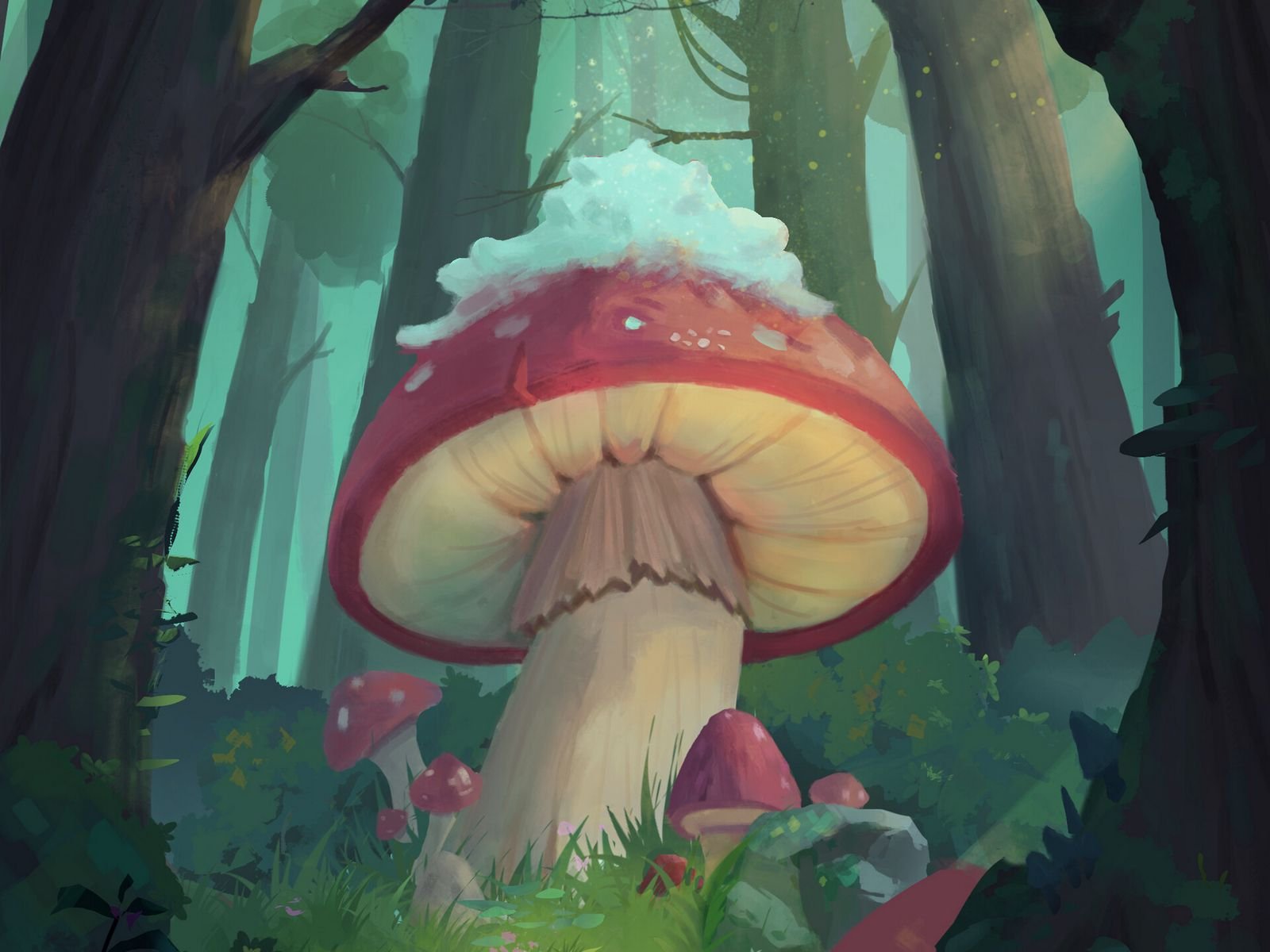 Живые грибы. Грибы арт. Милый грибочек арт. Необычные грибы обои. Бирюзовый гриб арт.