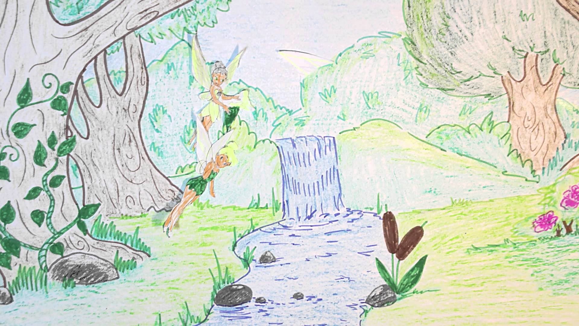 Сказка на тему природа. Рисунок на тему сказочный лес. Детские рисунки леса карандашом. Рисунки леса легкие. Лес рисунок карандашом для детей.