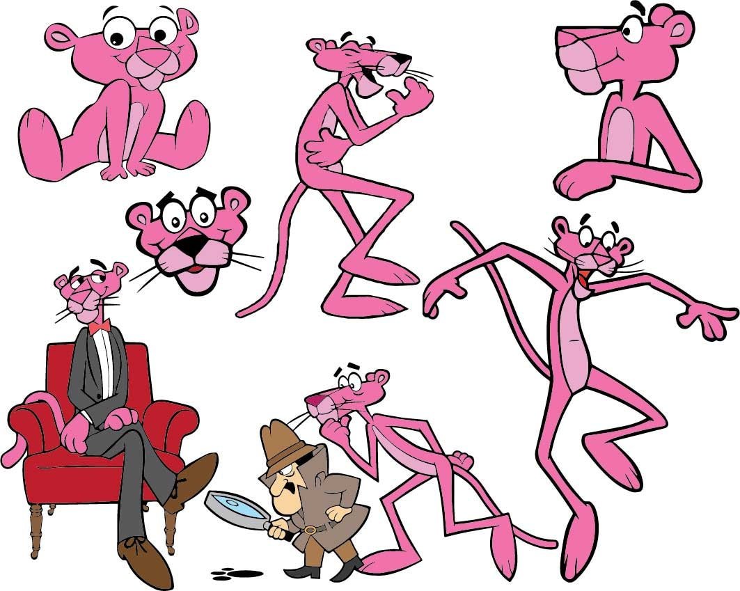 Pink panther watch cartoon. Розовая пантера персонажи мультика. Розовая пантера рисунок. Розовый мультяшный персонаж.