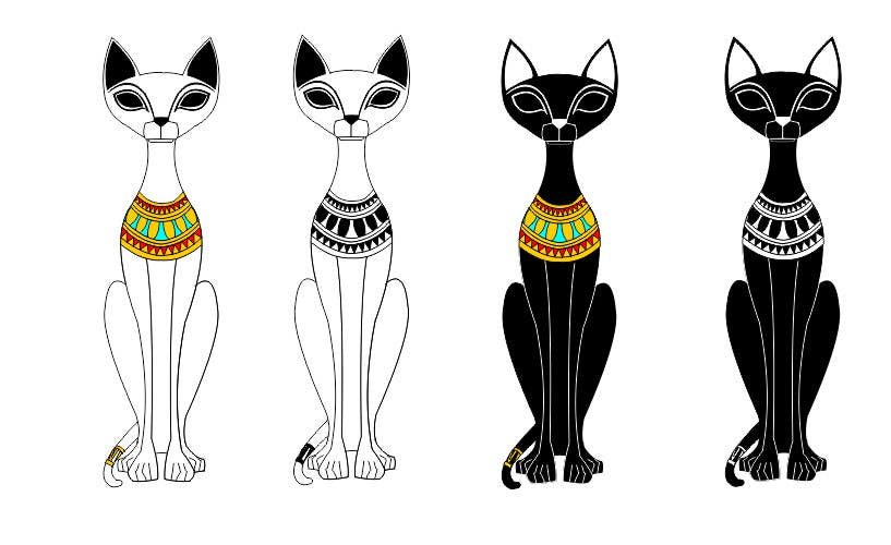 Баст бустед. Бастет. Египетский орнамент кошка. Египетская кошка контур. Египетская кошка рисунок.