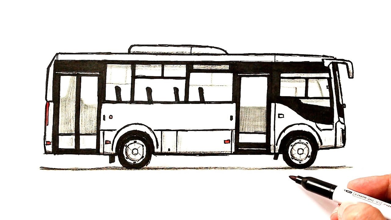 Как нарисовать школьный автобус поэтапно для начинающих