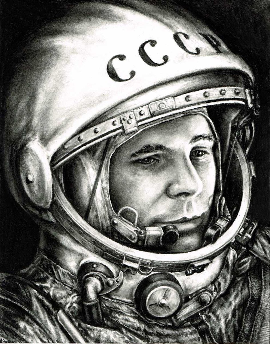 Гагарин нарисовать. Портрет Юрия Гагарина для детей в скафандре.