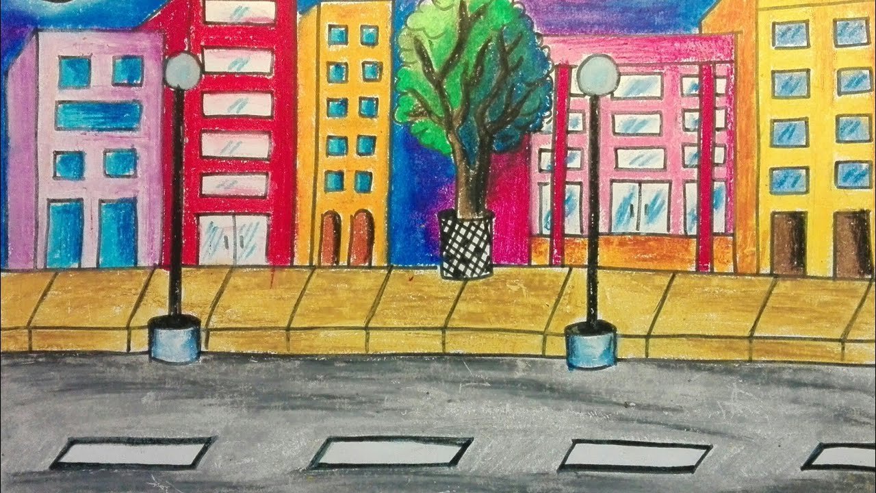 Легкие рисунки улицы. Городской пейзаж для детей. Рисование улица города. Город рисунок для детей. Городской пейзаж детские рисунки.