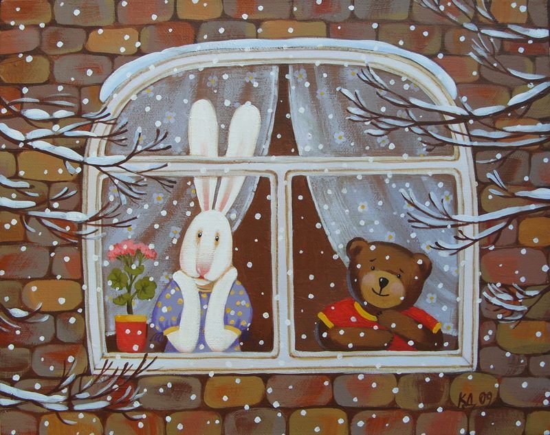 Зимнее окно рисунок. Дина Калинкина картины окно. Художник Калинкина Дина окно зима. Ребенок у зимнего окна. Рисуем зимнее окно.