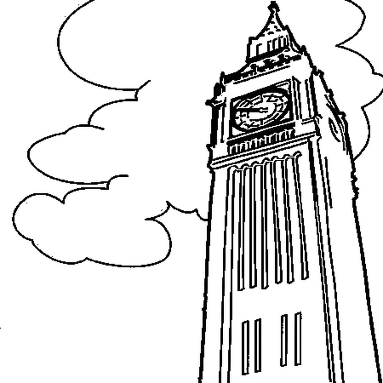 Рисунок биг. Биг-Бен (башня Елизаветы). Башня Биг Бен для срисовки. Big Ben рисунок. Биг Бен рисунок карандашом.