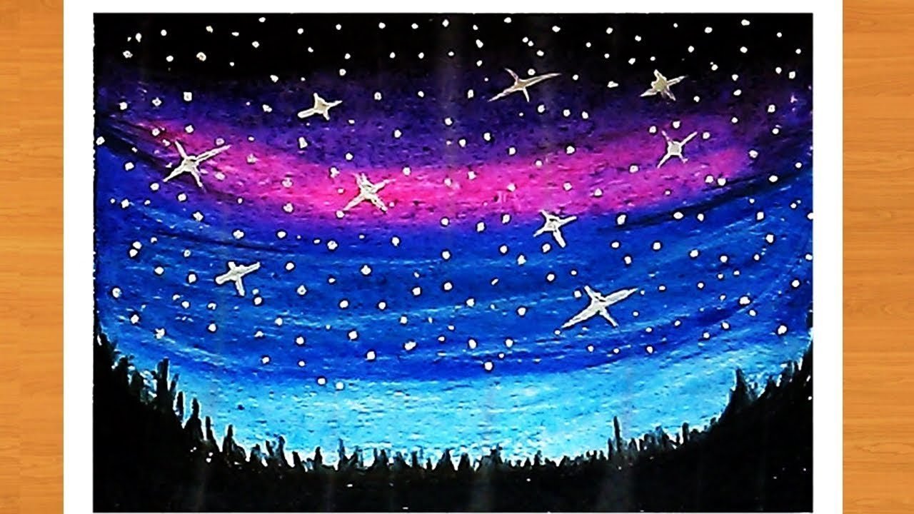 Рисунок звездный мир. Рисование звездное небо. Звездное небо рисунок. Рисунок ночного неба. Картина Звёздное небо.