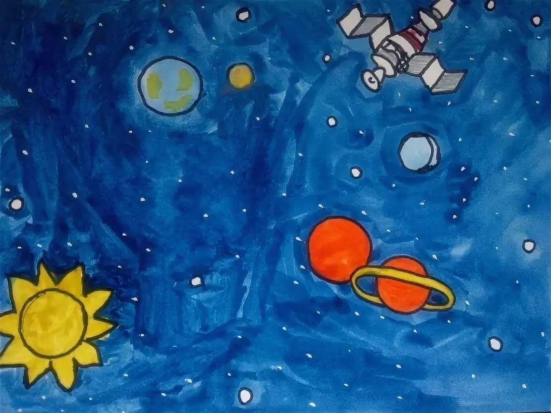 Рисунок ко дню космонавтики 3 класс красками. Рисование на тему космос. Рисование для детей космос. Тема космос для детей. Рисунок на космическую тему.