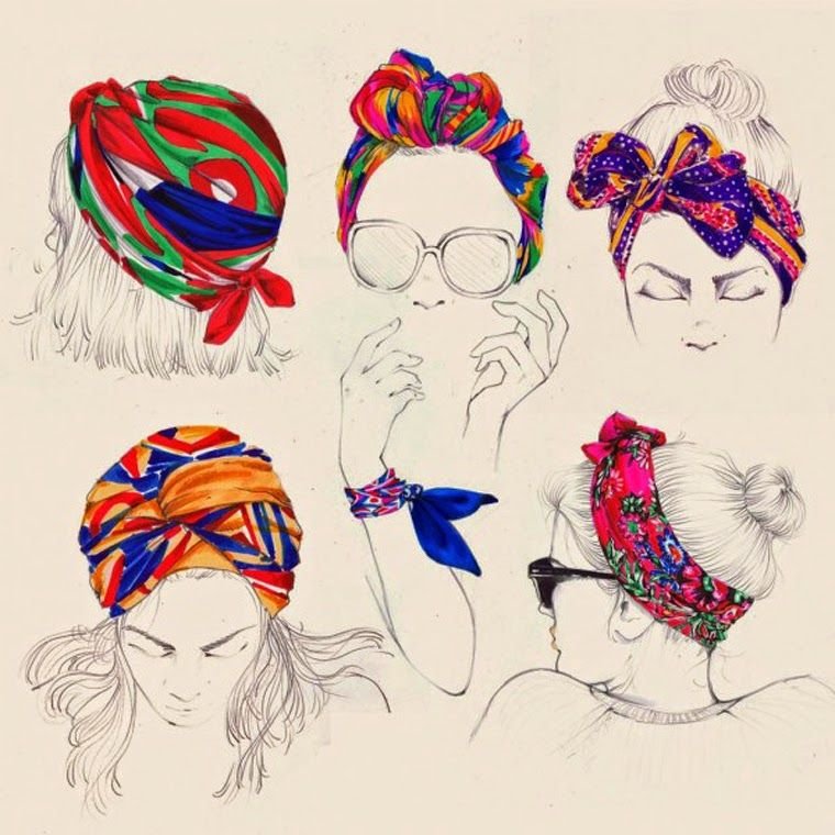 Арт аксессуары. Причёски с платком на голове. Нарисовать платок. Платок повязка на голову. Стилизованный шарф.