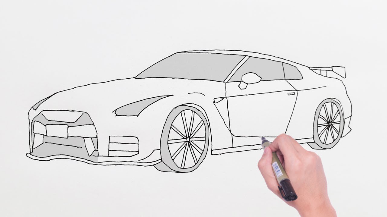 Можно рисовать машину. Nissan GTR r35 раскраска. Автомобиль рисунок. Рисунки для срисовки машины лёгкие. Рисунок машины карандашом.
