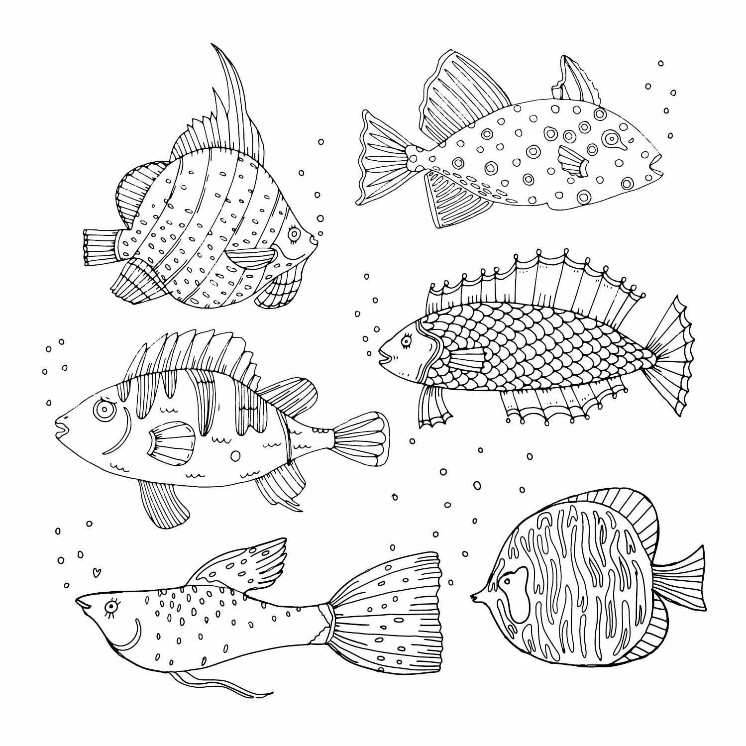 Распечатать раскраски морских рыб. Раскраска для детей морских и океанских рыб