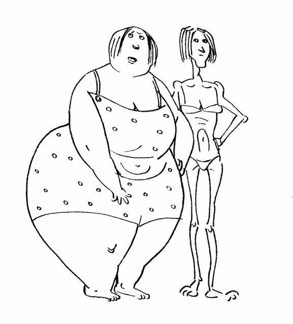 Толстый худой длинный. Похудение иллюстрация. Толстый и худой. Похудение рисунок. Рисунки толстых девушек.