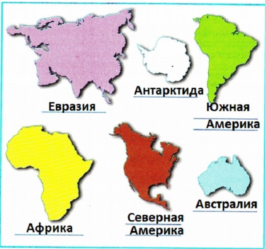 Материки земли названия на карте 4 класс. Контуры материков. Материки для детей. Контуры материков и их названия. Очертания материков.