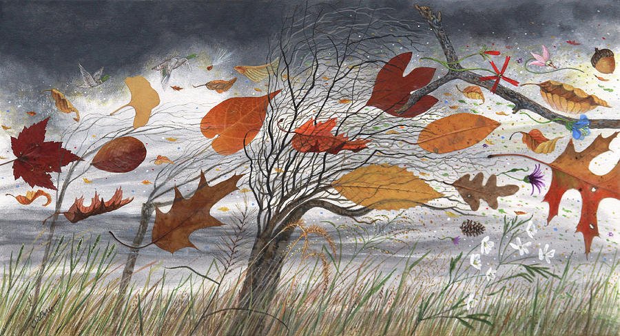 Слушая гул осеннего ветра у сестры. Осень ветер. Осень Графика. Осенняя буря в живописи. Ветер в живописи.
