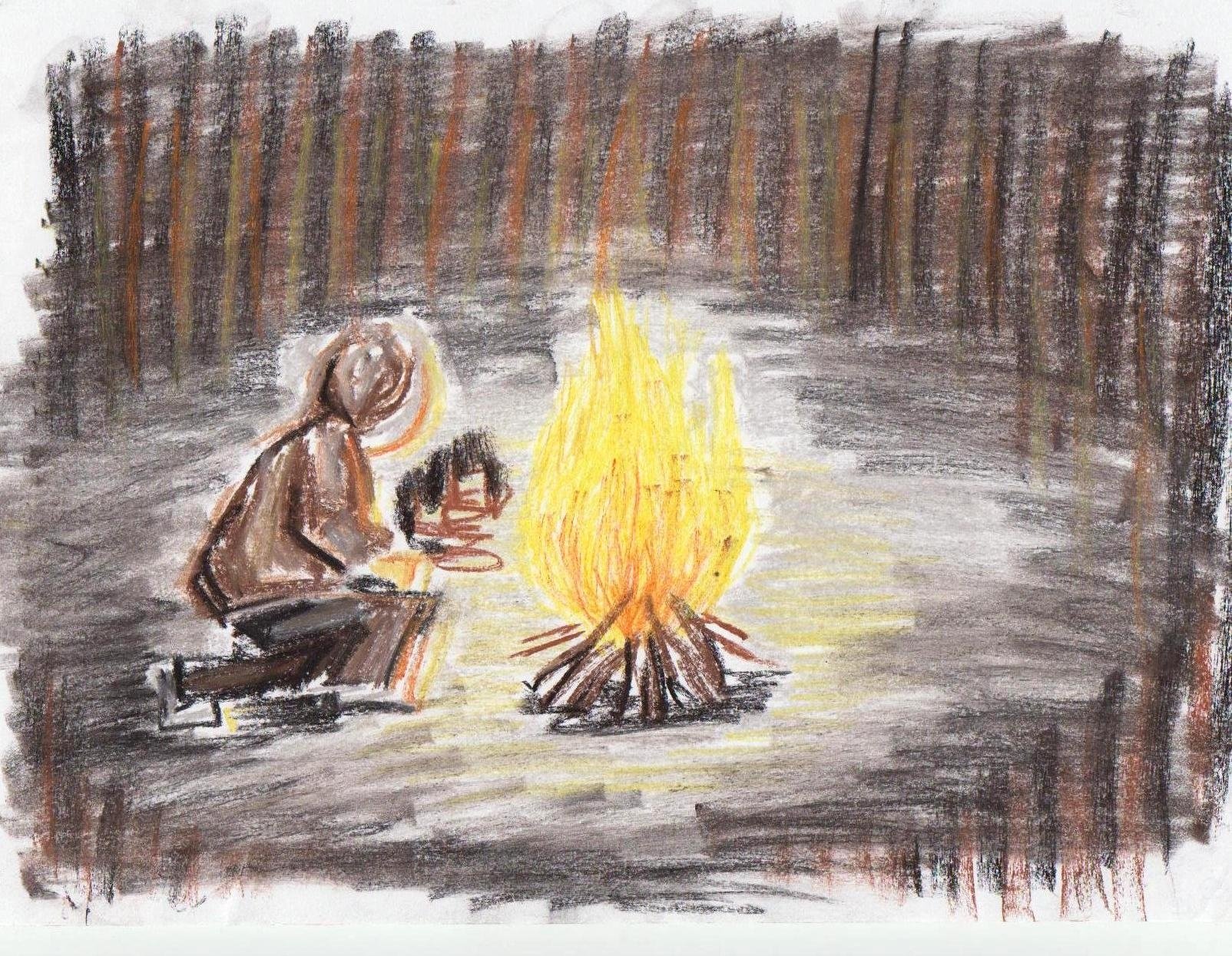 Первая ночь в тайге васюткино. Астафьев Васюткино озеро иллюстрации. Иллюстрации к рассказу Васюткино озеро у костра. Астафьев 5 класс Васюткино озеро. Рисунок к рассказу Васюткино озеро.