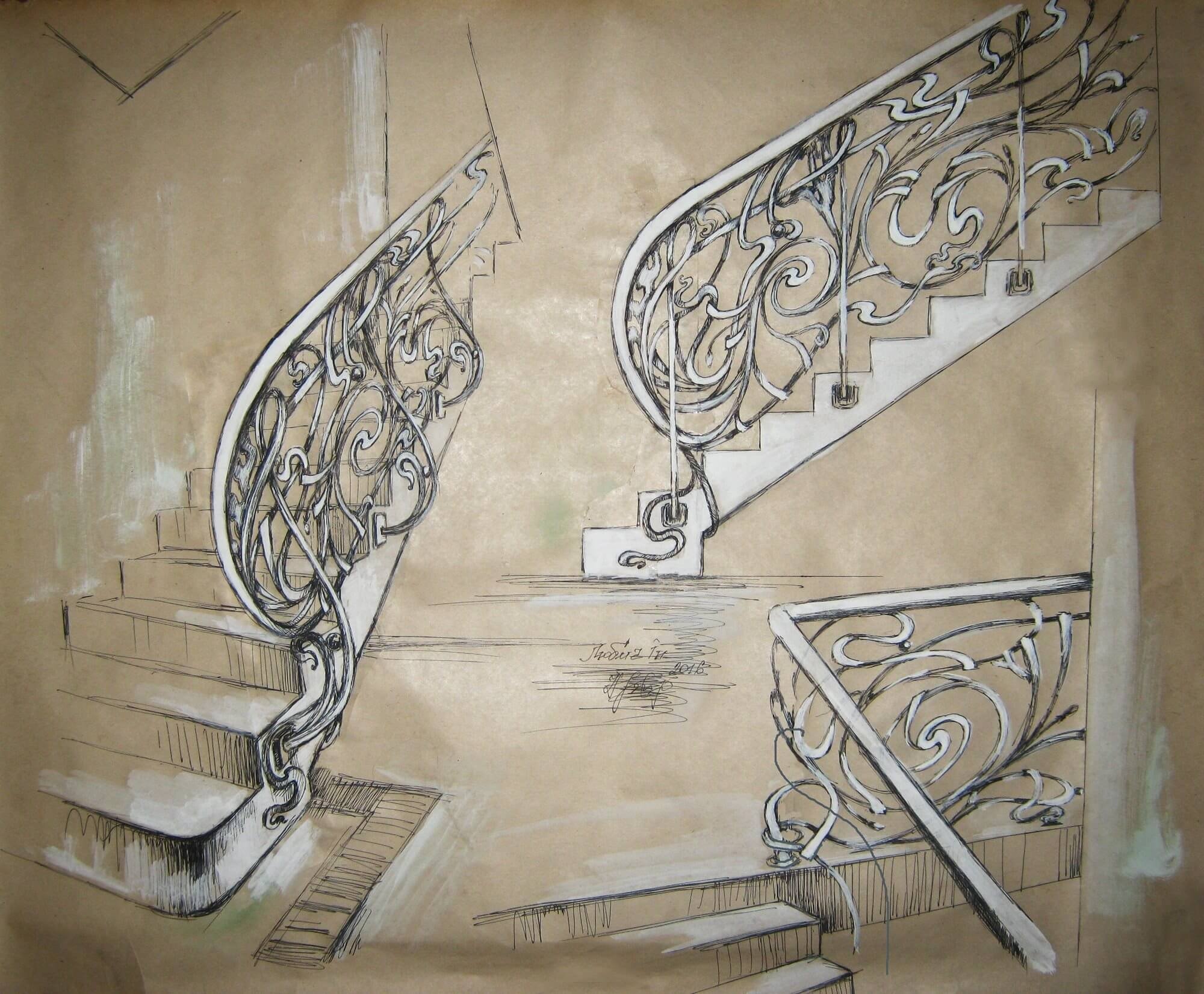 Рисунки перил лестнице