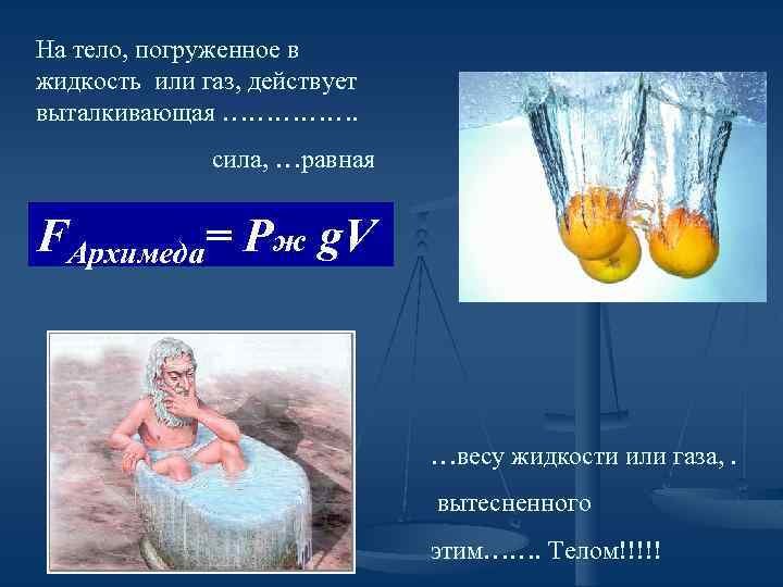 Масса воды в ванной. Закон Архимеда тело погруженное. Физика 7 класс Выталкивающая сила закон Архимеда. Сила Архимеда 7 класс физика. Сила Архимеда закон Архимеда 7 класс физика.