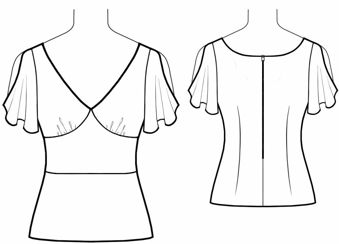 Как нарисовать топик. Моделирование женской блузки. Лекало блузки. Эскиз блузки женской. Моделирование блузки с подрезом.