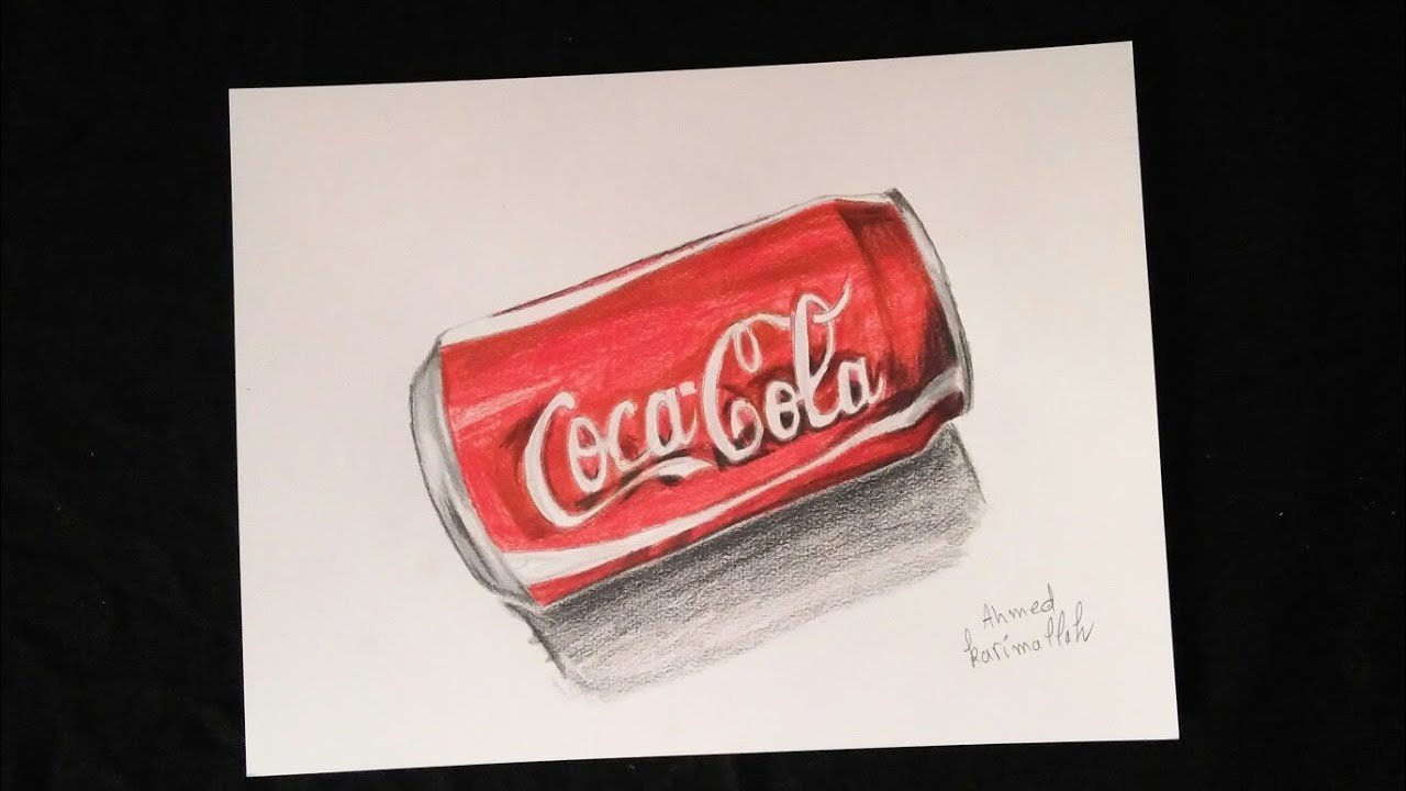 Как нарисовать бутылку Кока Колы карандашом поэтапно?