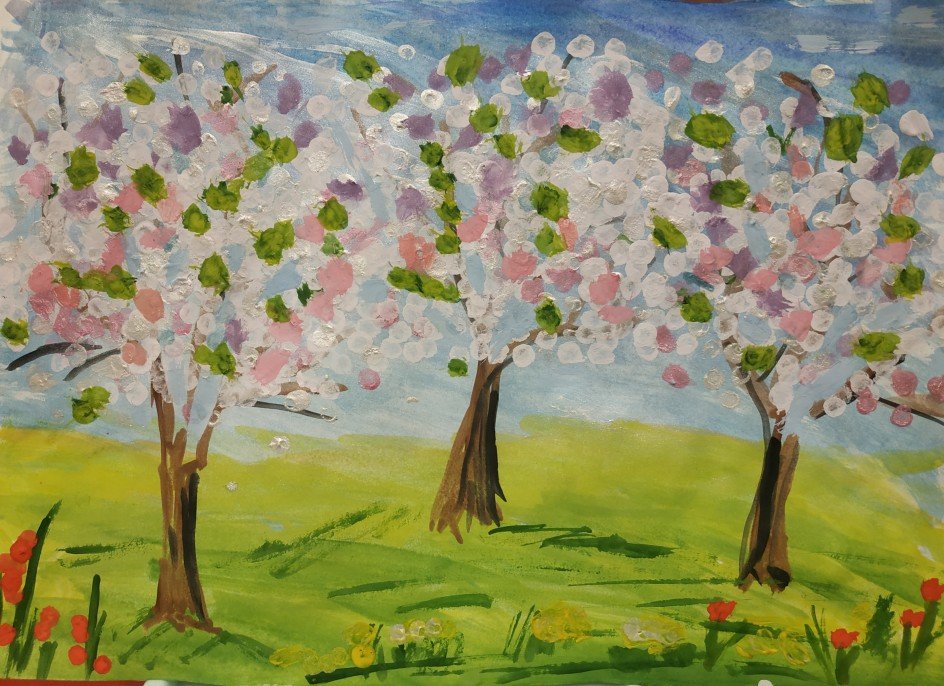 Весенний сад картинки для детей. Кастеева цветущие яблони. Цветущие сады рисование в старшей группе. Рисование цветут сады. Рисование Весеннее дерево.
