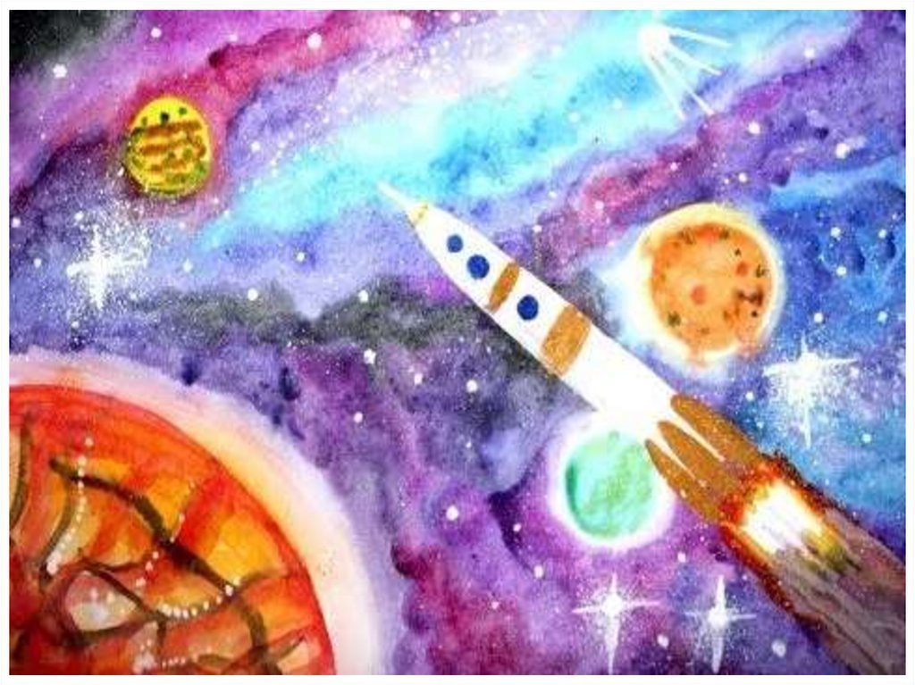 Рисуем космос пошагово. Рисунок на тему космос. Рисование космос. Космос рисунок для детей. Космос красками для детей.