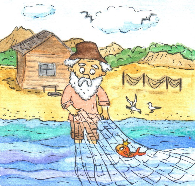 Раскраска Сказка о рыбаке и рыбке