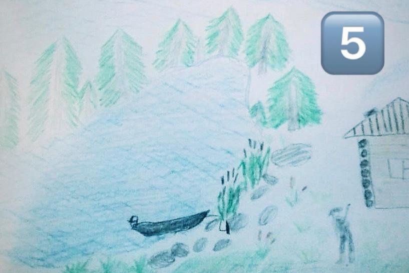Иллюстрация васюткино озеро нарисовать 5 класс