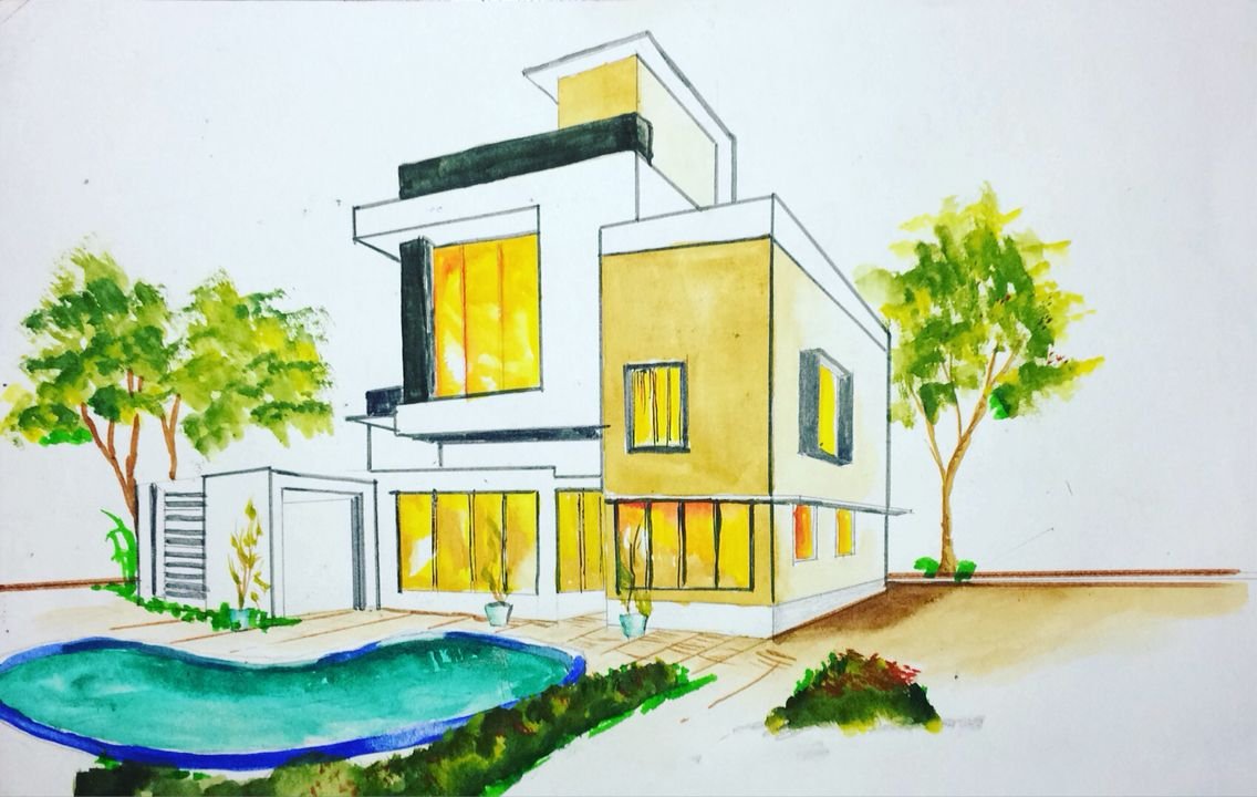 Рисунок дом мечты 7 класс изо. Нарисовать современный дом. Дом рисунок. Современный дом карандашом. Современный дом для рисования.