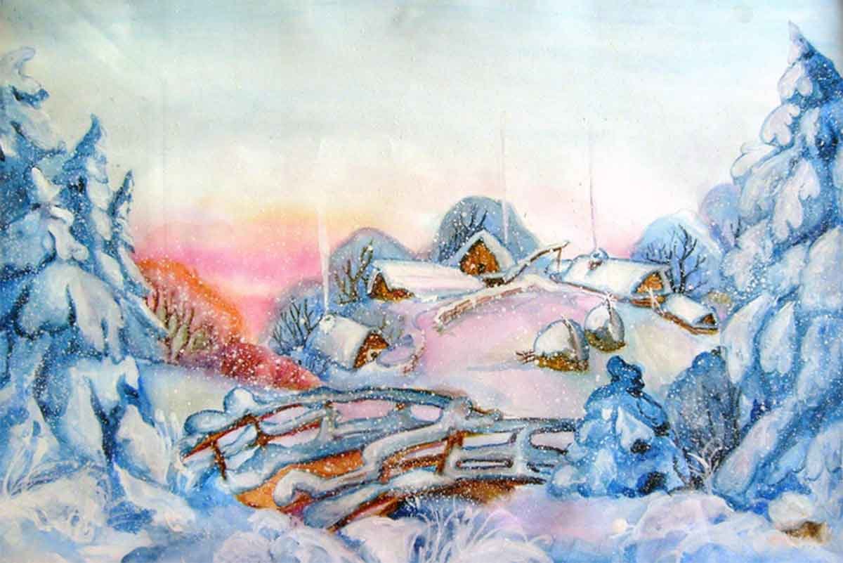 Рисунок к стихотворению зимнее. Зима рисунок. Зимний пейзаж для детей. Рисунок на зимнюю тему. Зимний пейзаж рисунок.