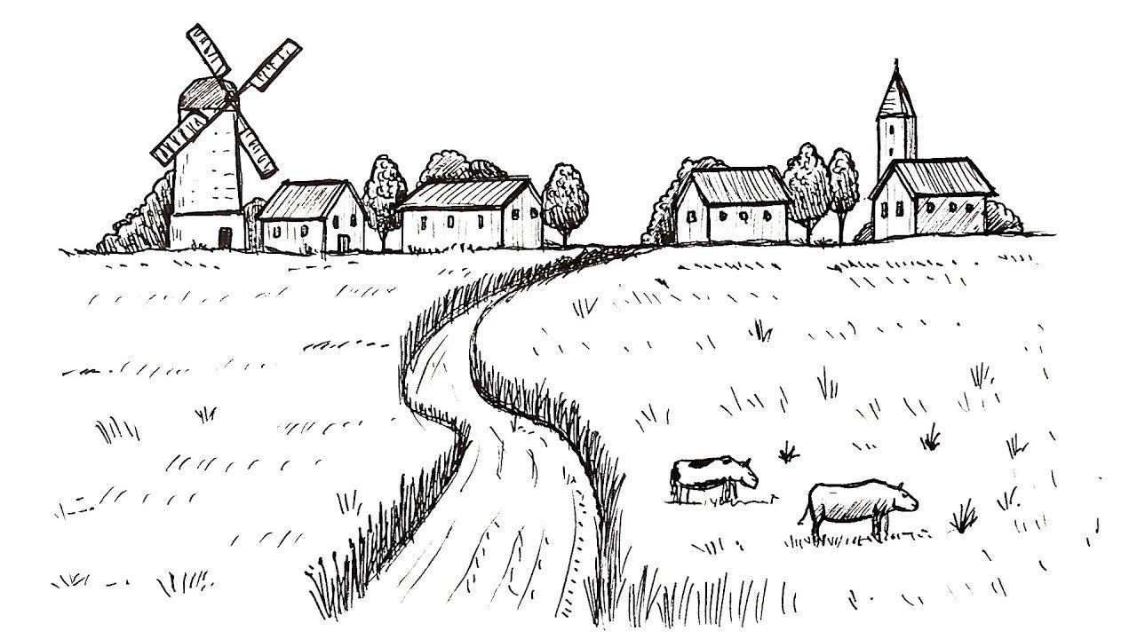 Идеи для срисовки средневековая деревня легкие (90 фото) » идеи рисунков  для срисовки и картинки в стиле арт - АРТ.КАРТИНКОФ.КЛАБ
