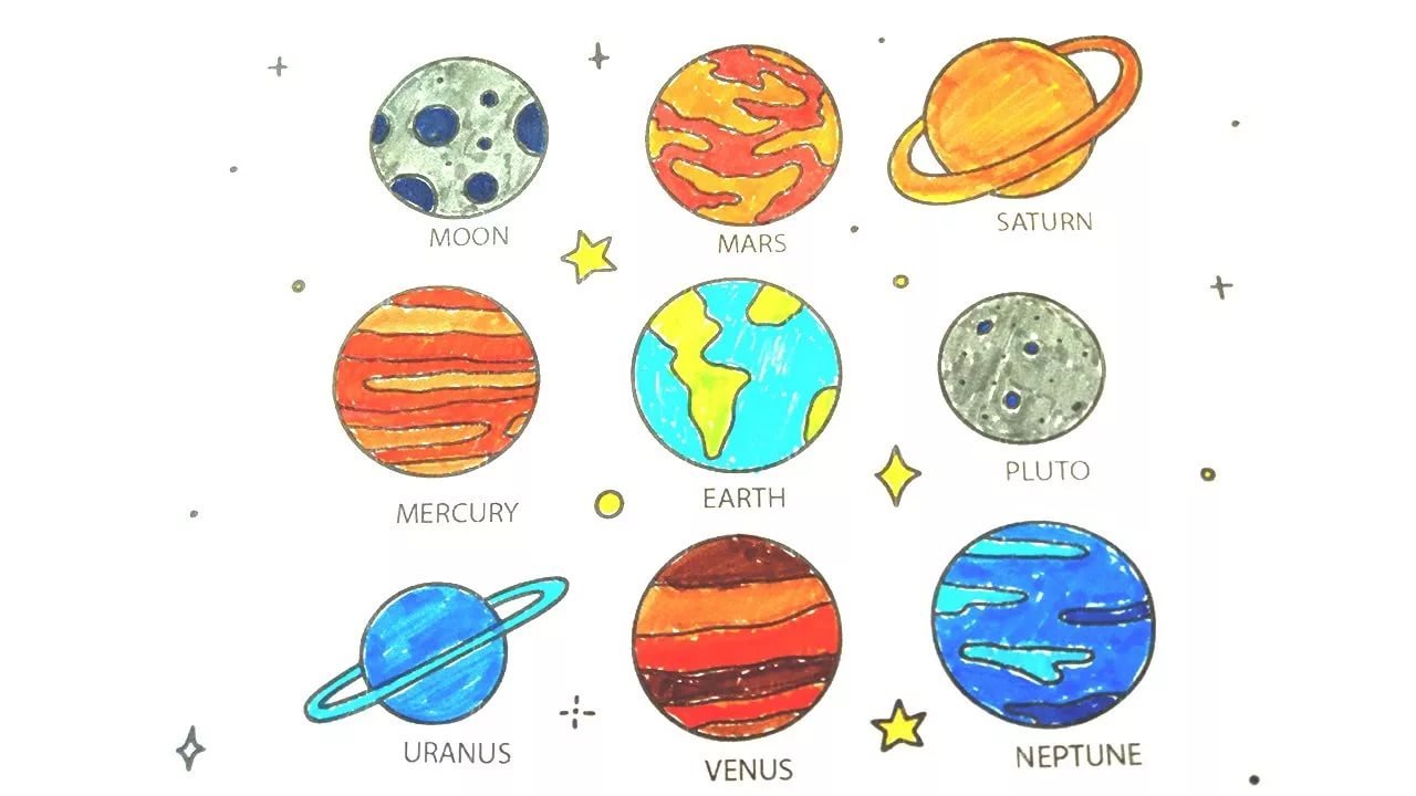 Картинки планеты солнечной системы для детей распечатать. Планеты для дошкольников. Солнечная система рисовать. Космос планеты для детей. Планеты для рисования для детей.