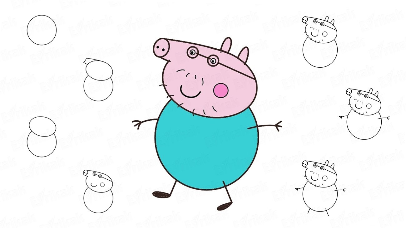 Свинка для срисовки. Свинка Пеппа как нарисовать. Папа Свин из мультика Свинка Пеппа. Рисунок свинки Пеппы для срисовки. Свинка Пеппа рисунок карандашом.