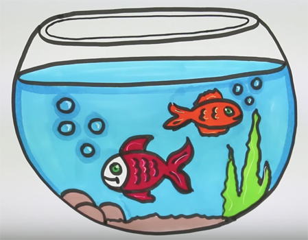 Раскраска онлайн Аквариум с рыбками бесплатно