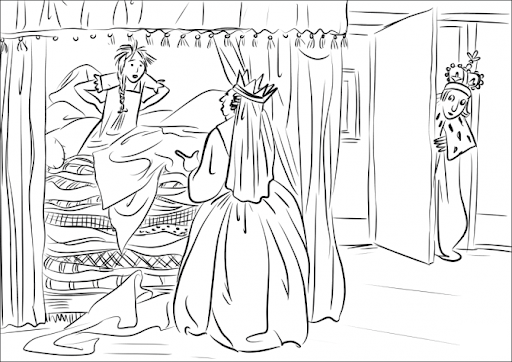 Принцесса на горошине рисунок карандашом