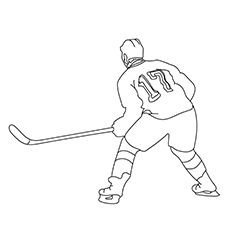 Нарисованный хоккеист со спины