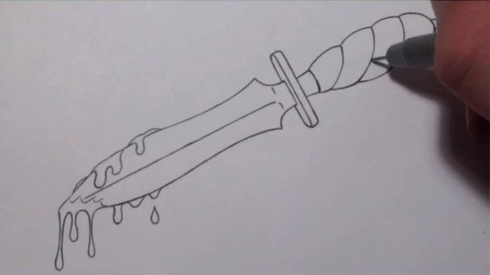 Нож поэтапно. Нож карандашом. Ножи для срисовки. Нож для срисовки карандашом. Рисунки для срисовки карандашом тату ножи.