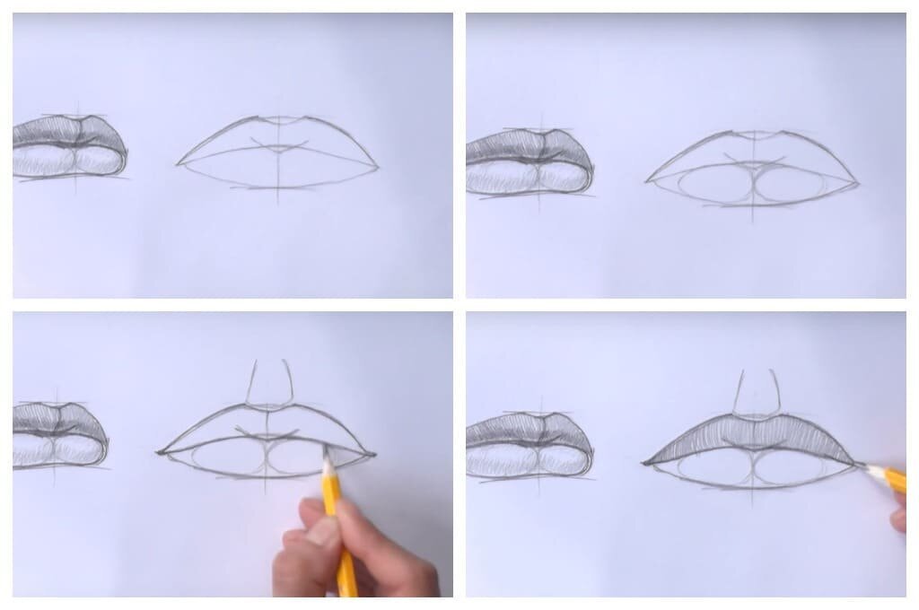 Губы поэтапно для начинающих. Рисование губ карандашом. Поэтапный рисунок губ. Губы карандашом для начинающих. Поэтапное рисование губ карандашом.