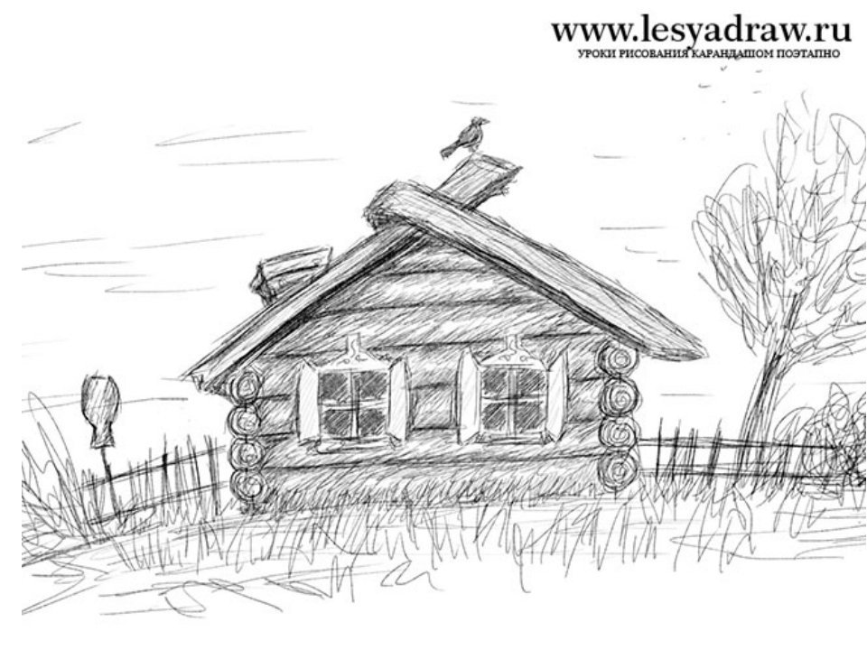 Нарисованный русский дом. Изба рисунок. Деревенский домик карандашом. Зарисовки деревни. Зарисовки домов карандашом.