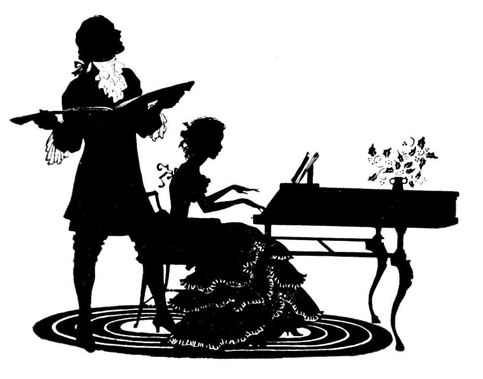 Силуэт концертмейстер пианист. Литературные силуэты. Силуэты музыкантов. Иллюстрация к романсу.