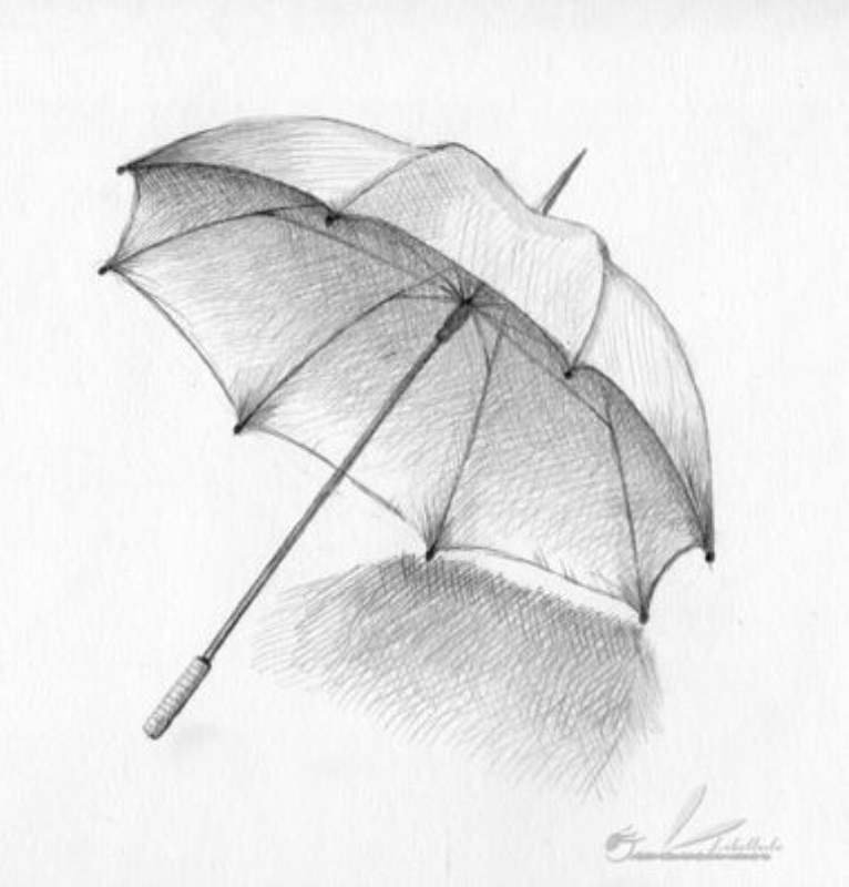 Зонтик карандашом. Нарисовать зонтик. Зонтик рисунок карандашом. Эскизы карандашом.